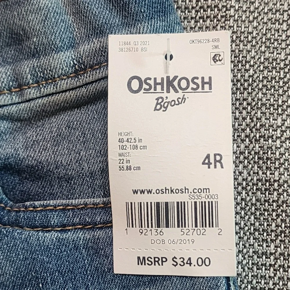 OshKosh B'gosh Classic Jeans Kids 4R Blue Denim Straight Leg Unisex